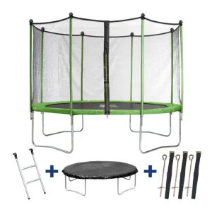 Aspirador para Estanque Trampolín " Yoopi " Ø 3.65 m - con red + escalera + cubierta de protección + Kit de anclaje - colo...