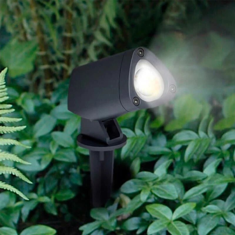 Estaca jardín aluminio gris IP65 4,5x21,2 cm LED 3W - MUES0002 con Cable de 10m