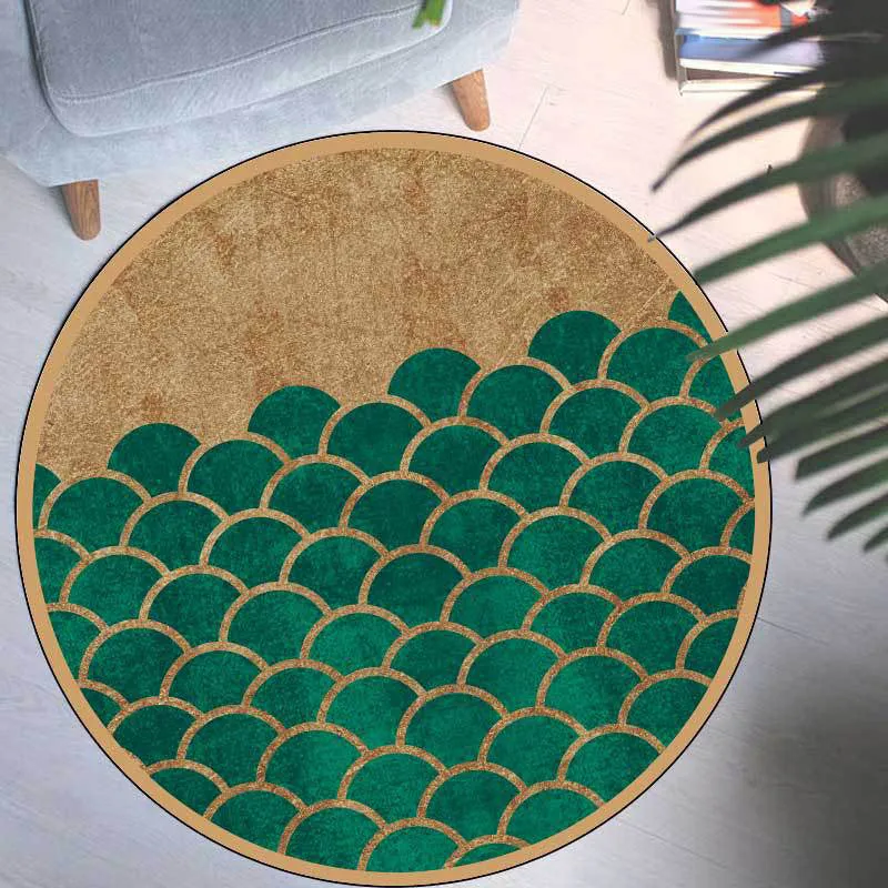 Kit de Oxigenación Alfombra moderna para sala de estar, alfombra con estampado de escamas de peces geométricas verdes, alf...