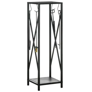 Outsunny Soporte para Leñ Estante de Leñ Metálico Leñero de Exterior con Ganchos Pala Cepillo Atizador y Tenazas Carga 65...