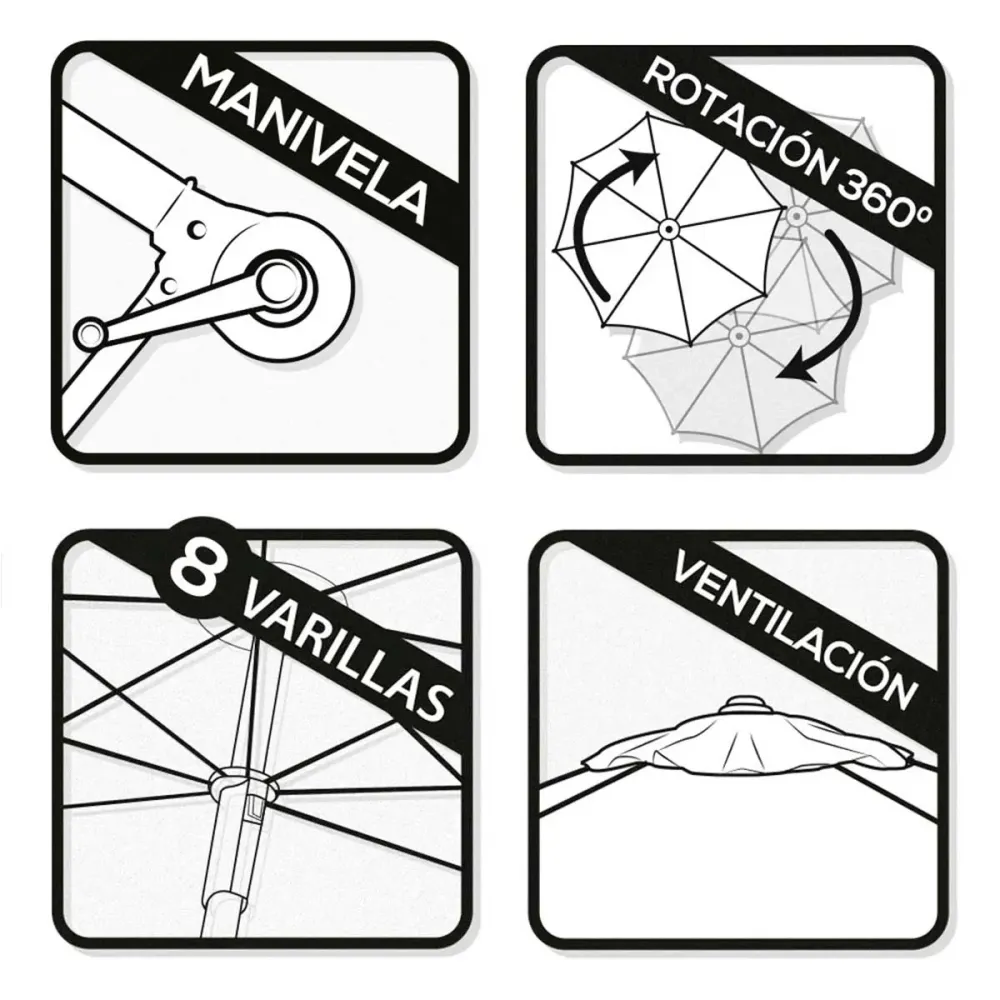 Parasol excéntrico Roma Aktive Garden con mástil de aluminio Ø300 cm con Bomba de 2000L/H