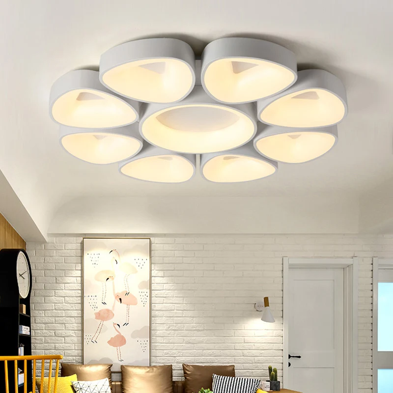 Bloemen inbouwlamp Scandinavisch acryl grijs/wit LED-plafondmontagearmatuur warm/wit licht con 3 Cabezales de Riego