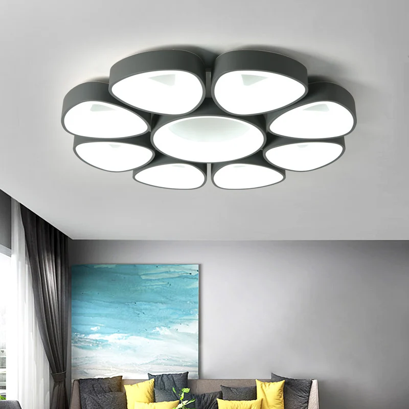 Bloemen inbouwlamp Scandinavisch acryl grijs/wit LED-plafondmontagearmatuur warm/wit licht con 3 Cabezales de Riego