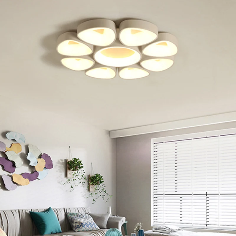 Bloemen inbouwlamp Scandinavisch acryl grijs/wit LED-plafondmontagearmatuur warm/wit licht con 3 Cabezales de Riego