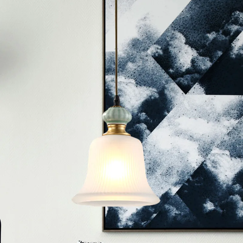 Certificado para Cultivo Interior Lampada sospensione Bell vetro bianco, tradizionale lampada sospensione da ristorante 1...
