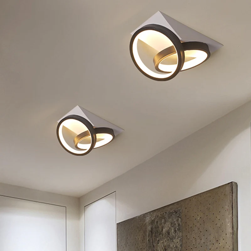 Certificado para Cultivo Interior Lámpara semi empotrada LED negra modernista con anillos metálicos para montaje en techo...