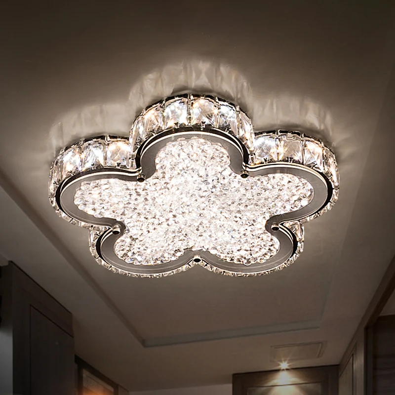 Eenvoudige bloemplafondverlichting Kristallen blok LED-ganginbouwlamp roestvrij staal, warm/wit licht con Garantí Limitada