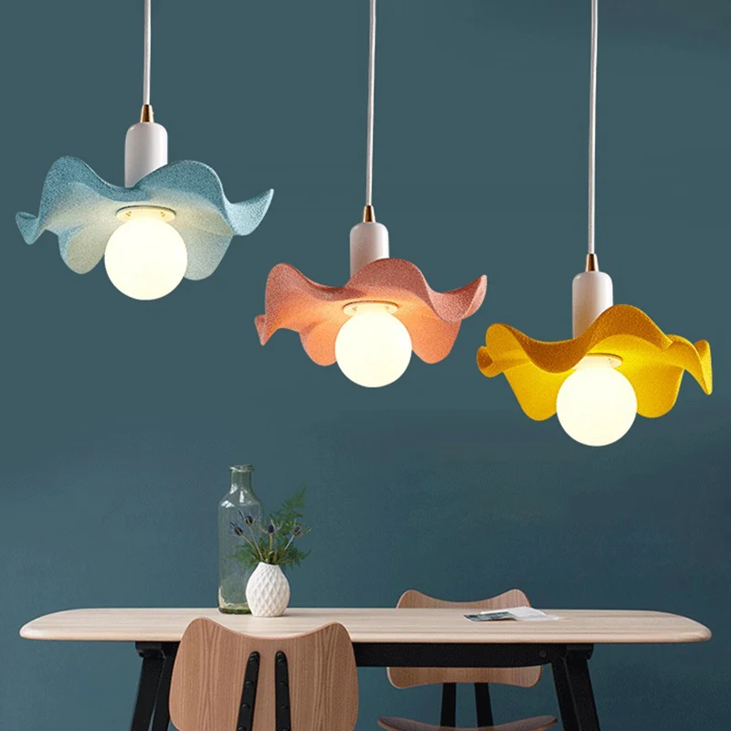 Estante de Cultivo Lampada sospensione floreale stile Macaron Lampada sospensione luce singola resina per cameretta
