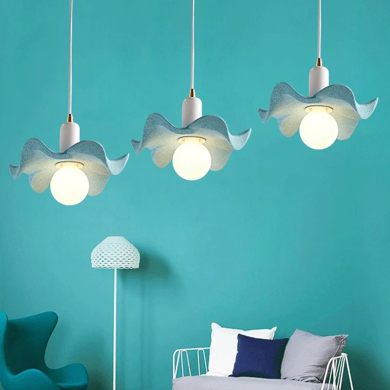 Estante de Cultivo Lampada sospensione floreale stile Macaron Lampada sospensione luce singola resina per cameretta