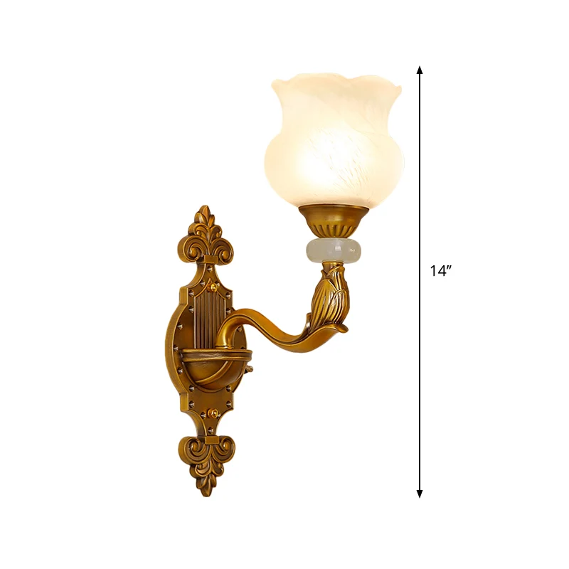 Humidificador para Plantas 1/2-lamps bloemen wandlamp klassieke stijl melkglas schanslamp met messing gesneden achterplaat