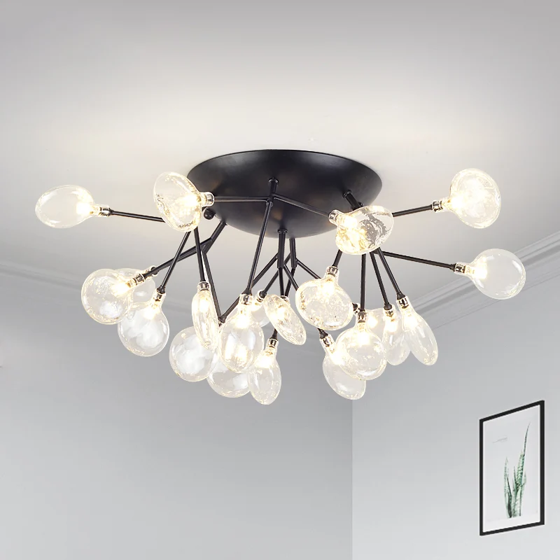 Humidificador para Plantas Lámpara de techo LED empotrada de cristal transparente, moderna, 21 bombillas, montaje semiempo...