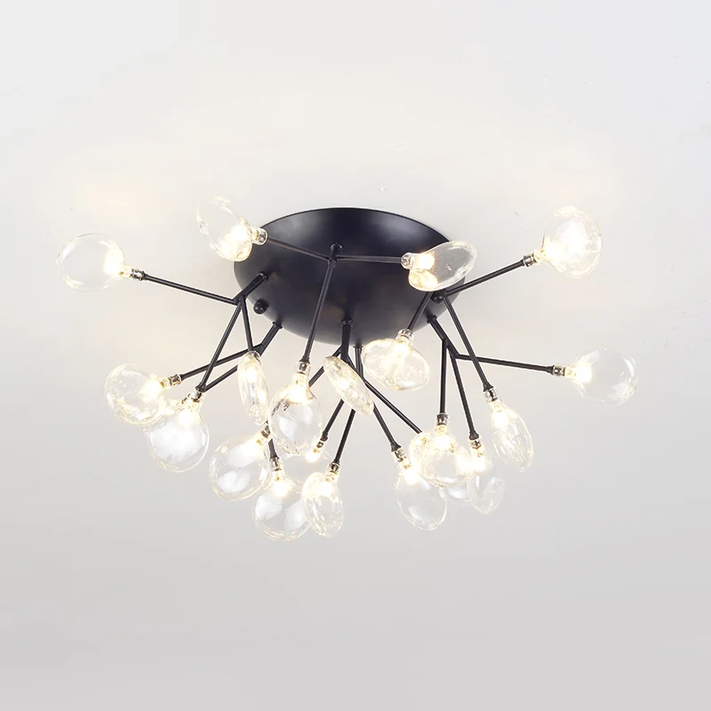 Humidificador para Plantas Lámpara de techo LED empotrada de cristal transparente, moderna, 21 bombillas, montaje semiempo...