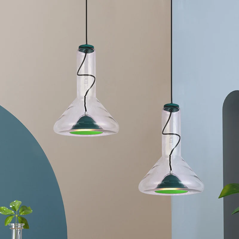 Kit de Herramientas Mini Lampada sospensione conica blu/oro rosa Lampadario sospensione LED ferro stile Macaron con paralu...