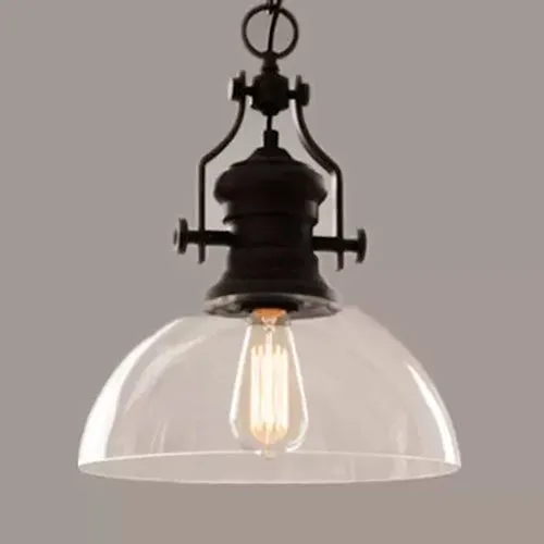 Kit de Herramientas Mini Lampada sospensione cupola da fattoria Lampada sospensione vetro trasparente 1 luce nero