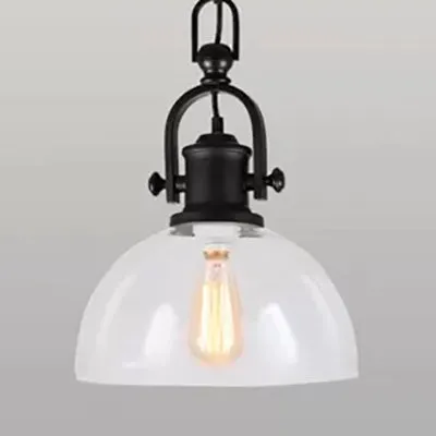 Kit de Herramientas Mini Lampada sospensione cupola da fattoria Lampada sospensione vetro trasparente 1 luce nero