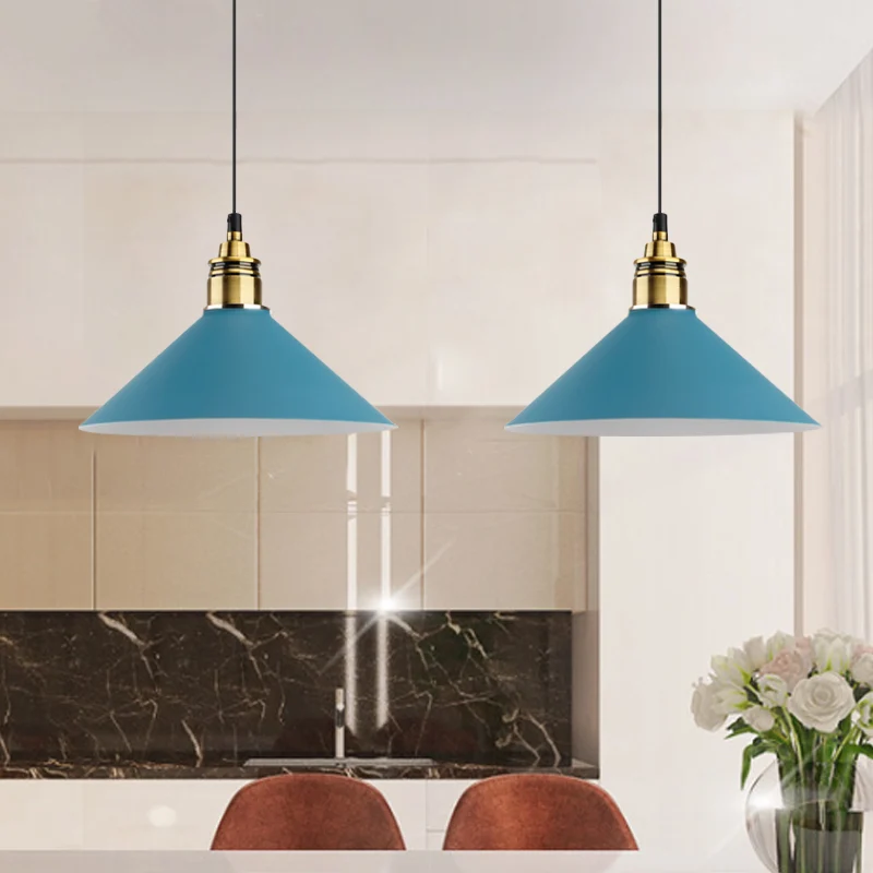 Koepel/Cilinder/Kegel Ijzer Hanglamp Macaron Enkel Wit/Roze/Blauw en Messing Plafond Hanglamp voor Nachtkastje Compatible...