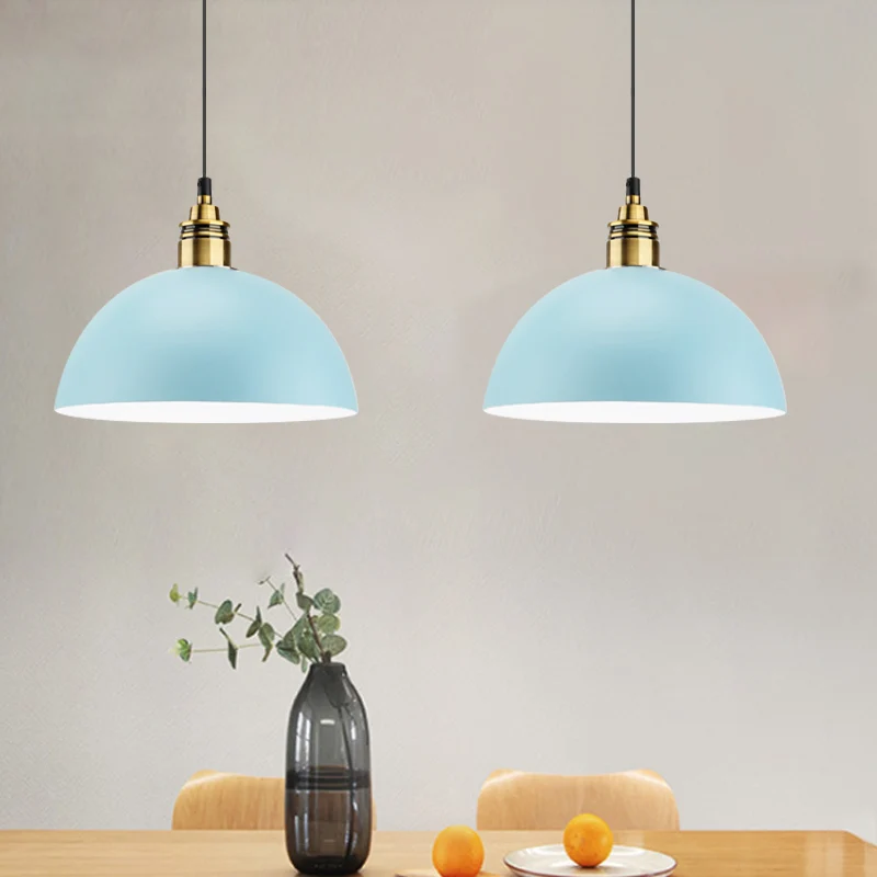 Koepel/Cilinder/Kegel Ijzer Hanglamp Macaron Enkel Wit/Roze/Blauw en Messing Plafond Hanglamp voor Nachtkastje Compatible...