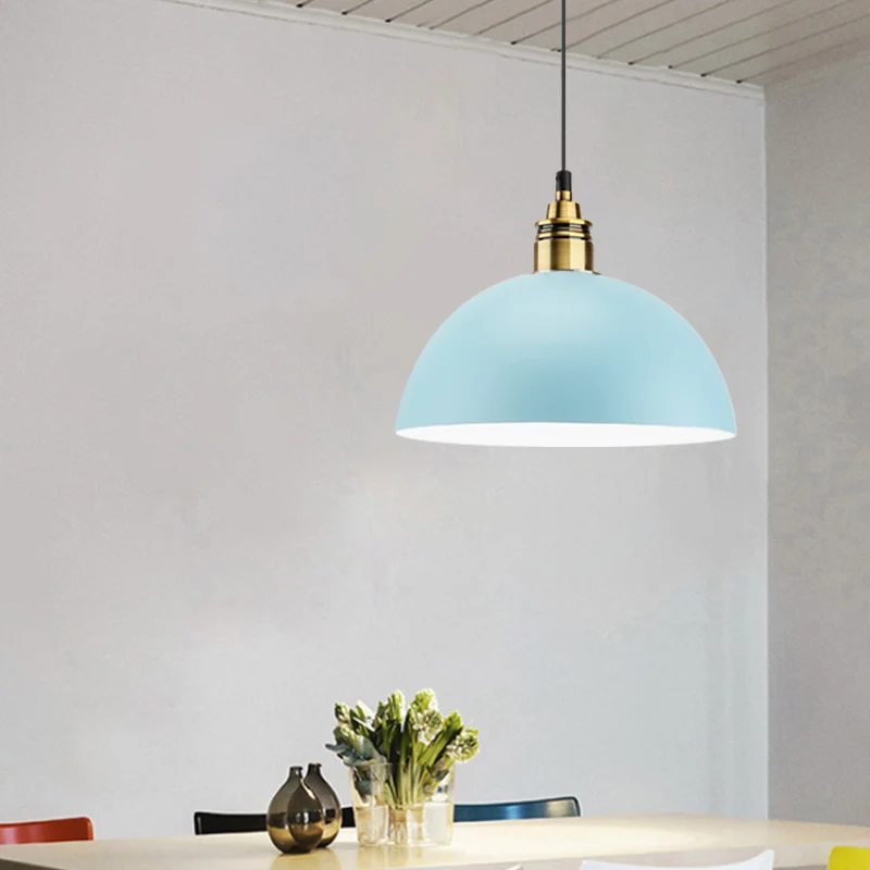 Koepel/Cilinder/Kegel Ijzer Hanglamp Macaron Enkel Wit/Roze/Blauw en Messing Plafond Hanglamp voor Nachtkastje Compatible...