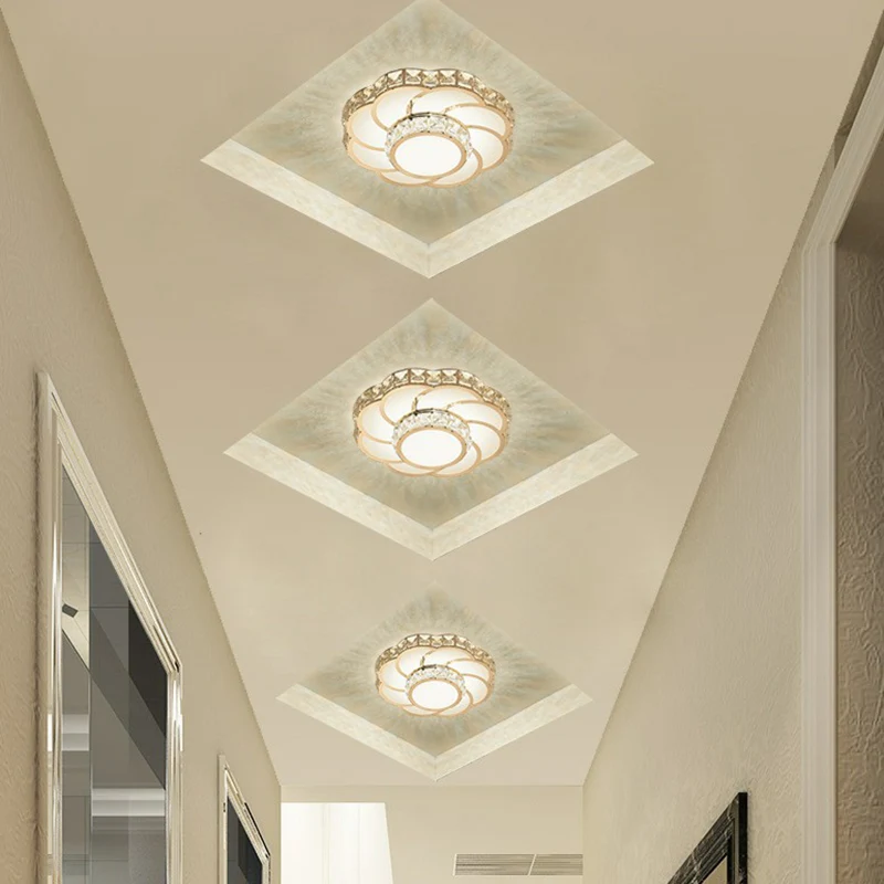 Lampada da soffitto incasso LED Flower Entryway Lampada da soffitto con montaggio incasso cristallo Semplicità trasparente...