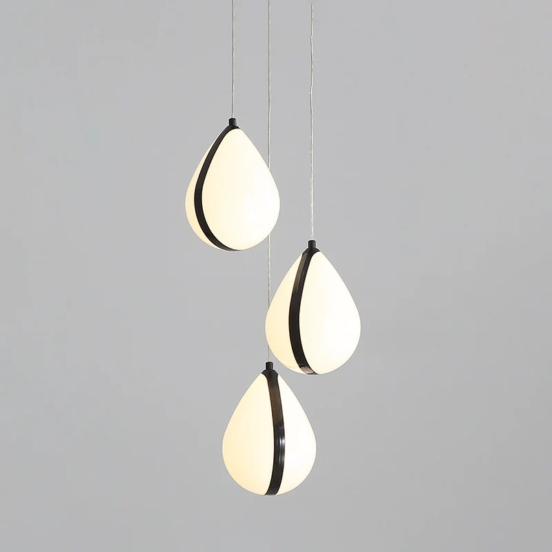 Lampada da soffitto moderna LED per sala da pranzo sospensione multi-luce Waterdrop acrilico 3 luci nero con baldacchino r...