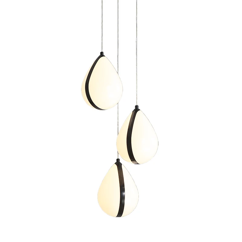 Lampada da soffitto moderna LED per sala da pranzo sospensione multi-luce Waterdrop acrilico 3 luci nero con baldacchino r...