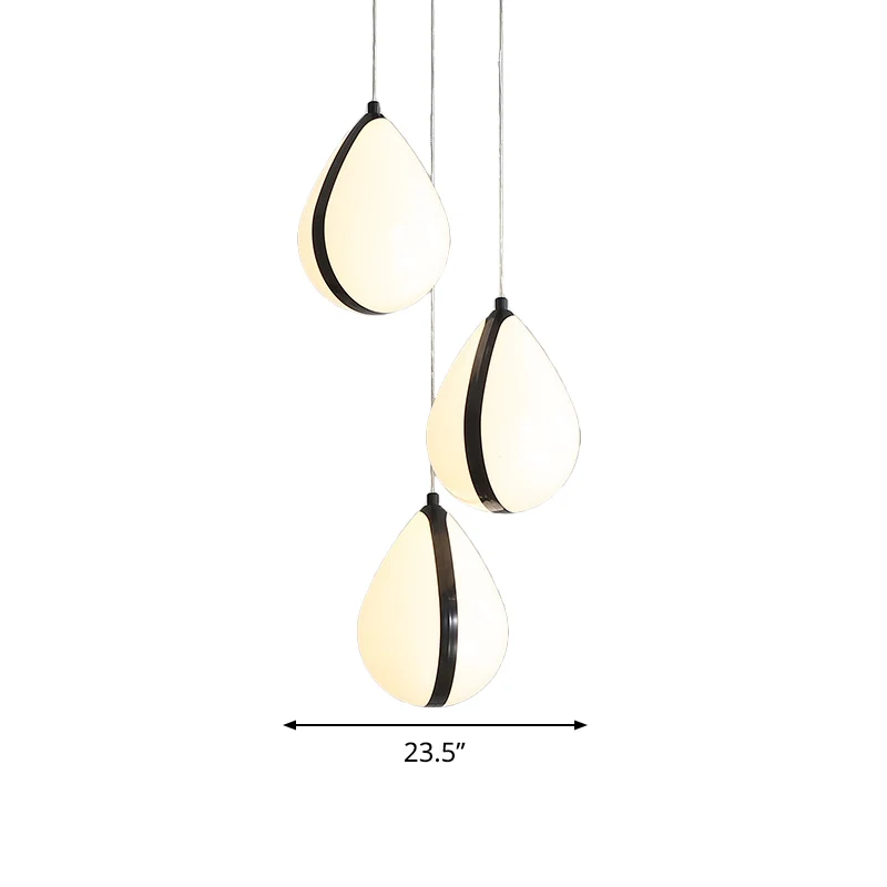 Lampada da soffitto moderna LED per sala da pranzo sospensione multi-luce Waterdrop acrilico 3 luci nero con baldacchino r...