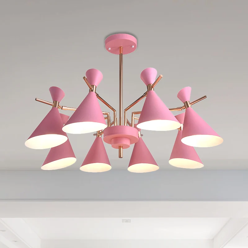 Lampada sospensione con paralume cono metallo 8 luci Lampada sospensione sospesa nordica per la sala da pranzo dell'asilo...