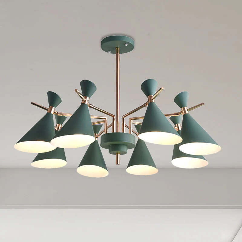 Lampada sospensione con paralume cono metallo 8 luci Lampada sospensione sospesa nordica per la sala da pranzo dell'asilo...