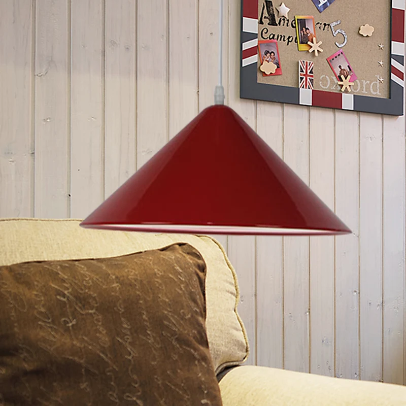 Lampada sospensione cono nordico metallo 1 luce Lampada sospensione nera/bianca/rossa per sala da pranzo, larghezza 12,5"/...