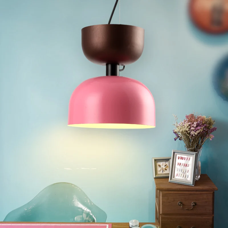 Lampada sospensione cupola metallo Lampada sospensione contemporanea 1 testa rosa/verde con Garantí Limitada