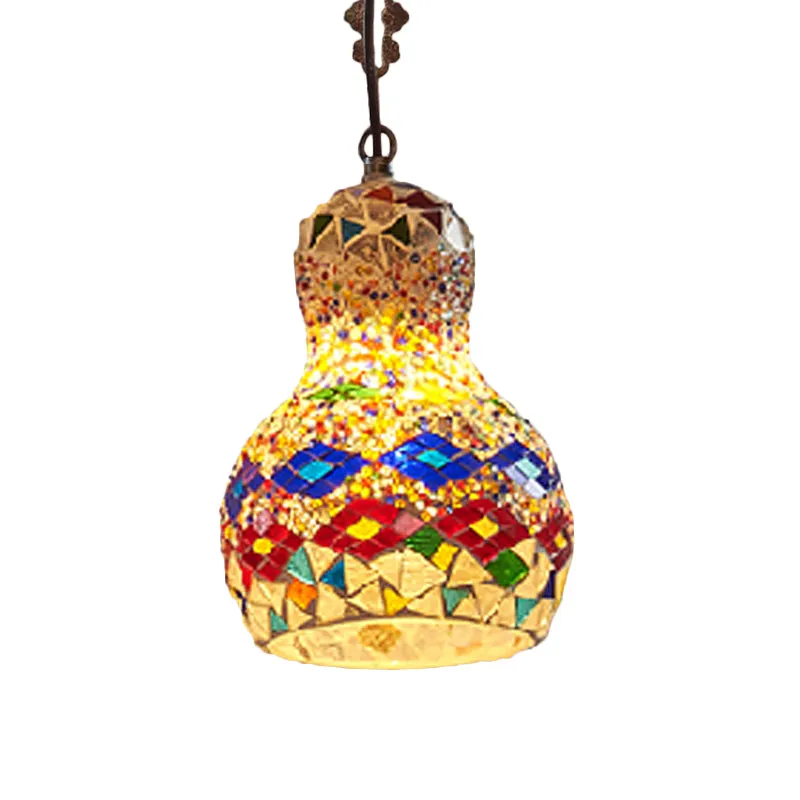 Lampada sospensione forma di zucca vetro tagliato, lampada sospensione soffitto per ristorante turco 1 luce giallo/arancio...