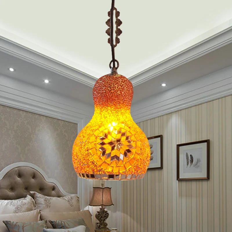 Lampada sospensione forma di zucca vetro tagliato, lampada sospensione soffitto per ristorante turco 1 luce giallo/arancio...