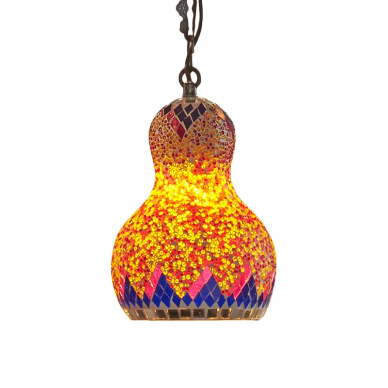 Lampada sospensione forma di zucca vetro tagliato, lampada sospensione soffitto per ristorante turco 1 luce giallo/arancio...