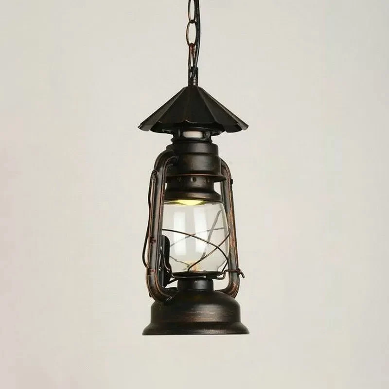 Lampada sospensione lanterna nautica cherosene Lampada sospensione vetro trasparente lampadina singola per corridoio para...