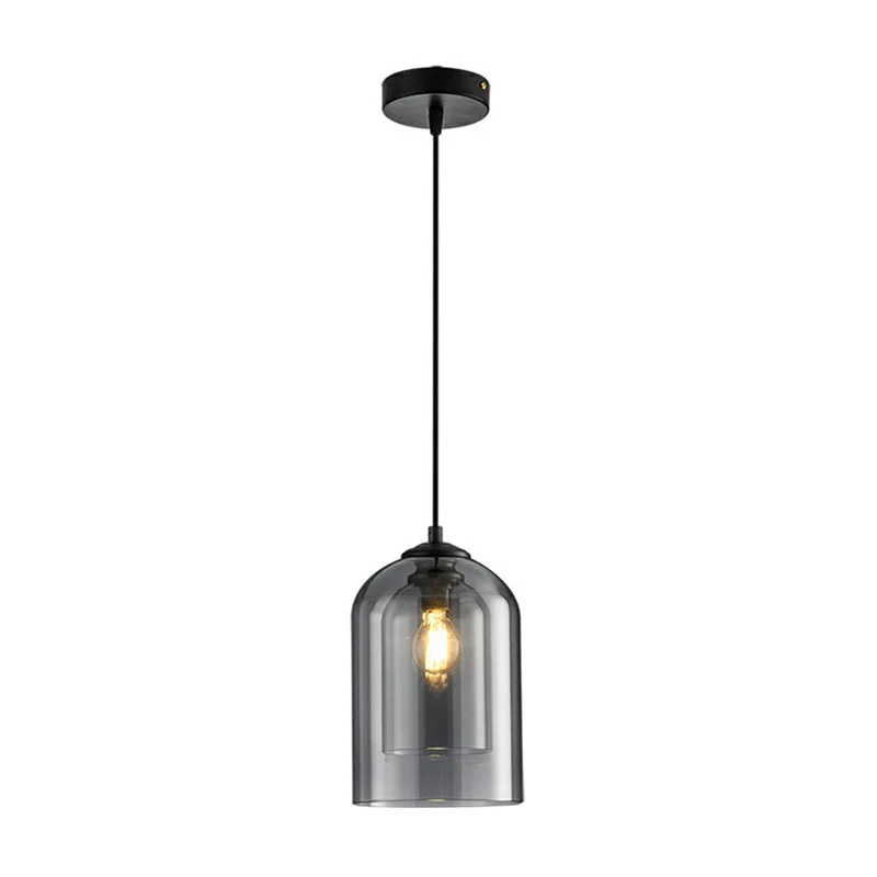 Lampada sospensione postmoderna da soffitto 1 luce doppio vetro per sala da pranzo tazza invertita para Apartamentos