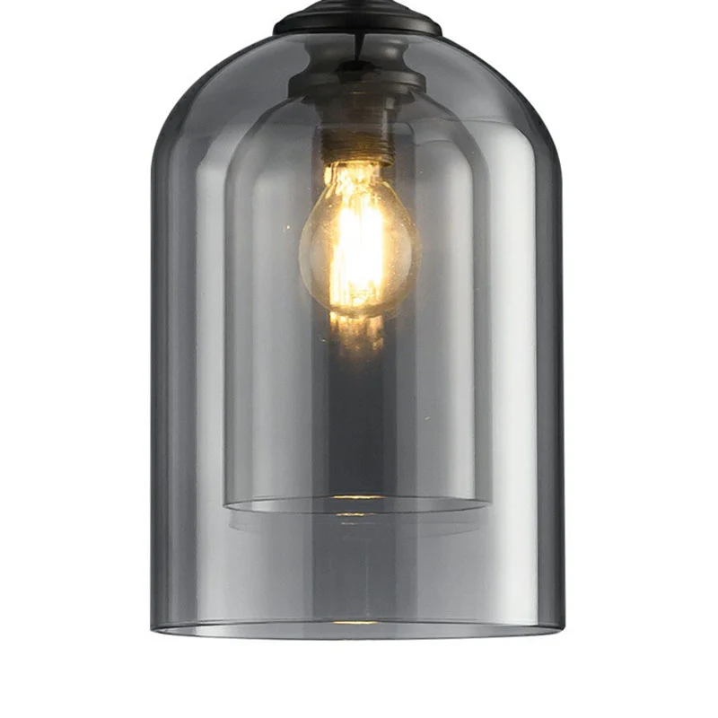 Lampada sospensione postmoderna da soffitto 1 luce doppio vetro per sala da pranzo tazza invertita para Apartamentos