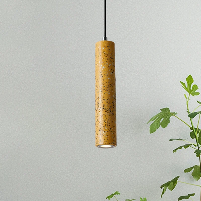 Lampada sospensione tubo di cemento Nordic 1 luce Lampada sospensione nera/bianca/gialla Compatible con Enchufe EU