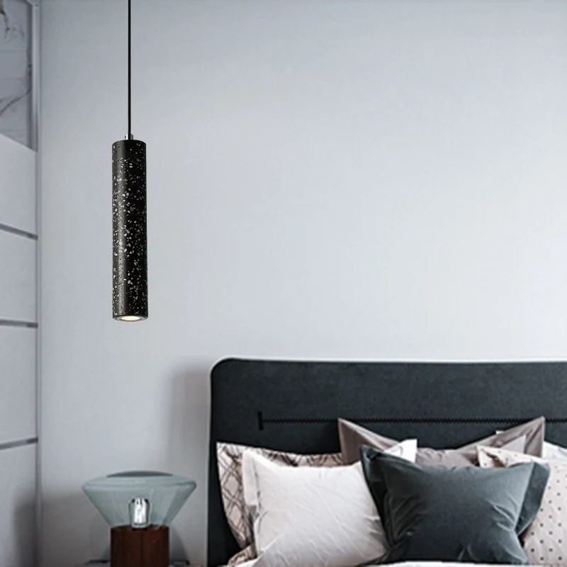 Lampada sospensione tubo di cemento Nordic 1 luce Lampada sospensione nera/bianca/gialla Compatible con Enchufe EU