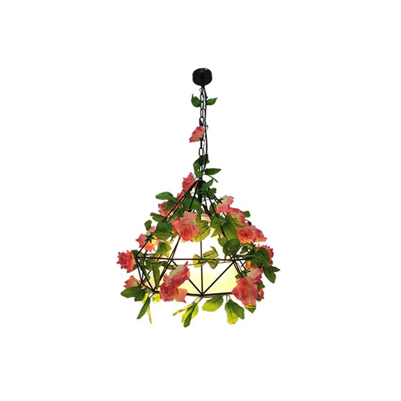 Lampadario fiore per la fattoria Lampada sospensione metallica LED nero/rosa/verde per sala da pranzo con Crecimiento Acel...