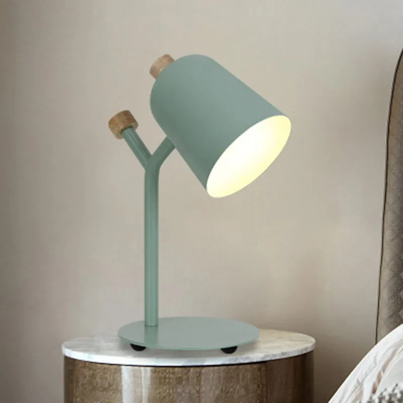 Lampe de lecture en forme de trompette, vert/rose clair, macaron, lampe de Table à tête unique en métal pour salle d'étude...