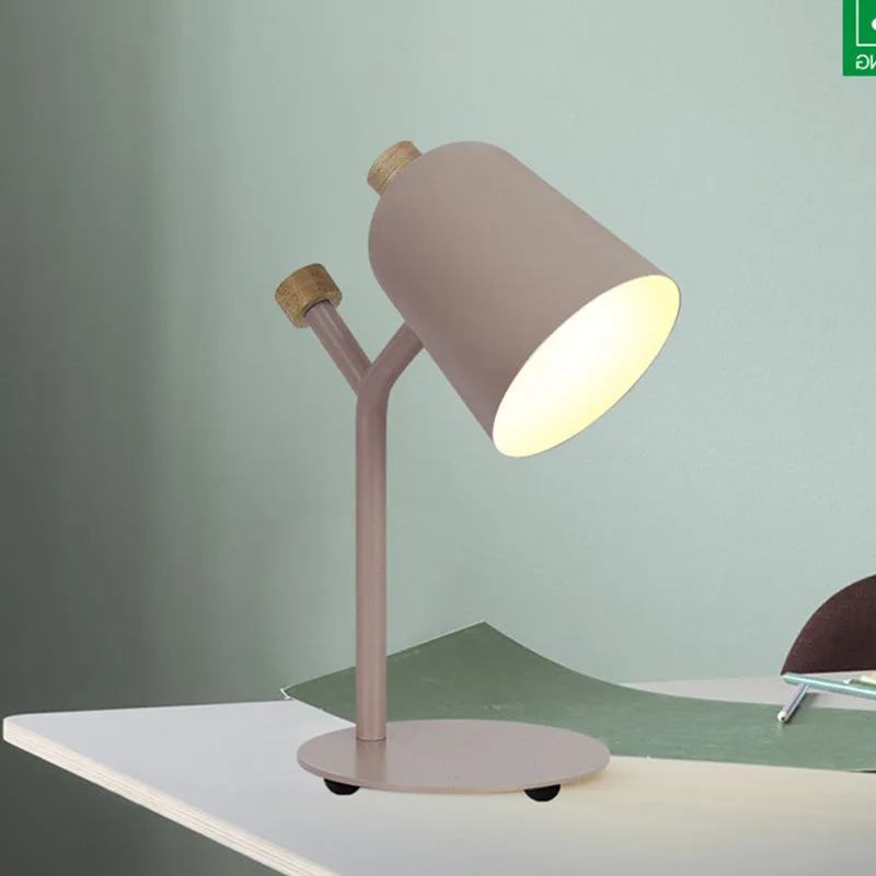 Lampe de lecture en forme de trompette, vert/rose clair, macaron, lampe de Table à tête unique en métal pour salle d'étude...