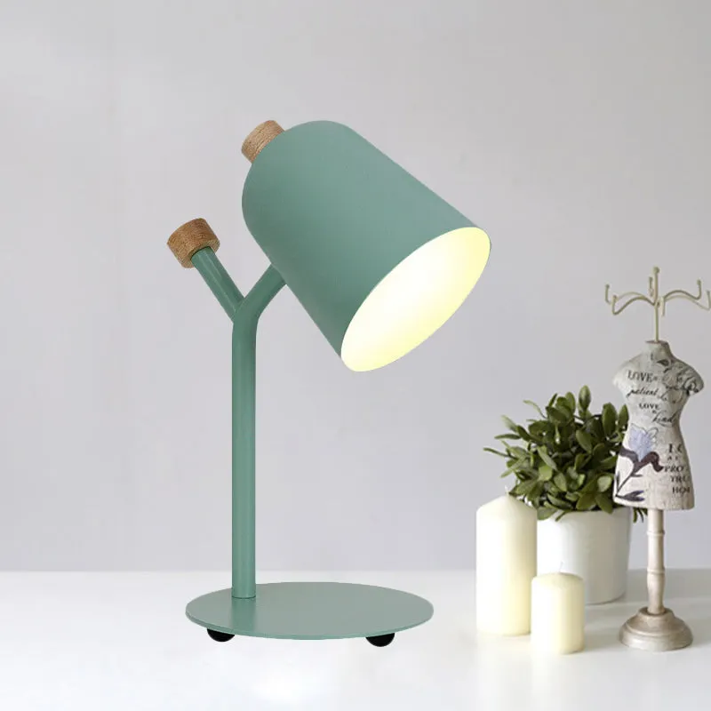 Lampe de lecture en forme de trompette, vert/rose clair, macaron, lampe de Table à tête unique en métal pour salle d'étude...