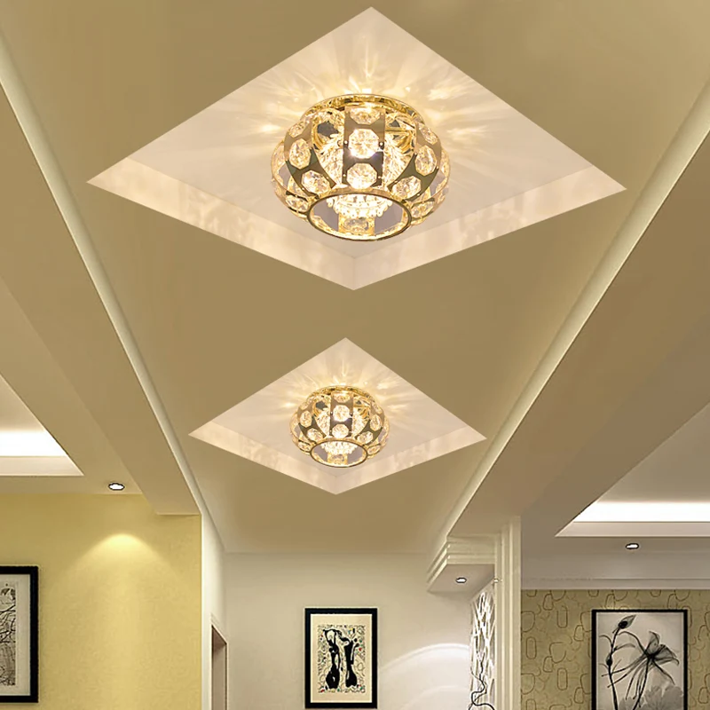 Lantaarn Kristal Inbouwlamp Eenvoud LED Goud Plafondmontagearmatuur warm/wit licht | Temporizador Programable |