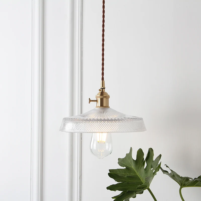 Lámpara colgante de 1 bombilla, accesorio de iluminación colgante para comedor de granja con pantalla de cristal de celosí...
