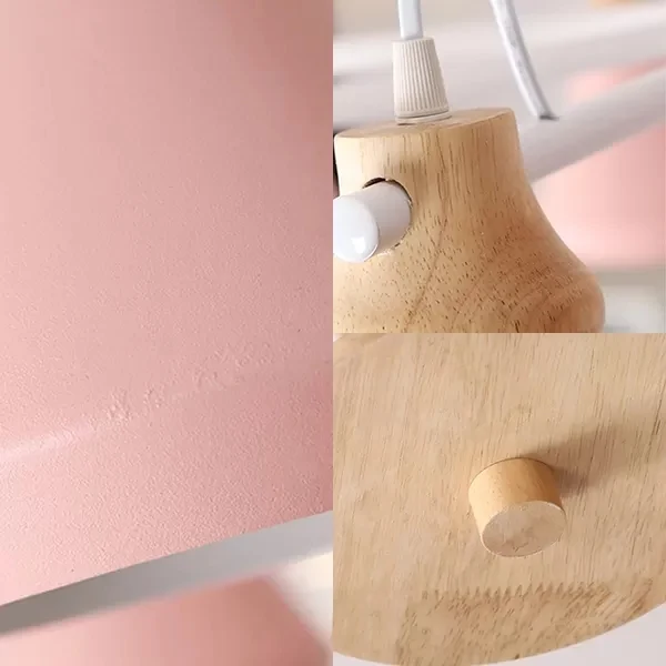 Lámpara colgante estilo macarrón para jardín de infancia con luz colgante en forma de urna de metálico en color rosa con S...