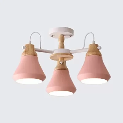 Lámpara colgante estilo macarrón para jardín de infancia con luz colgante en forma de urna de metálico en color rosa con S...