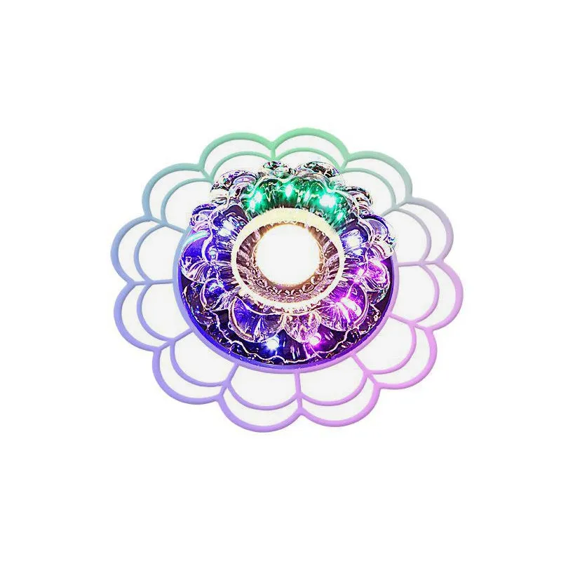Lámpara empotrada en forma de flor de cristal transparente, lámpara LED modernista para porche, empotrada en el techo con...