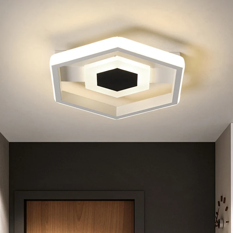 Lámpara empotrada LED modernista empotrada en el techo hexagonal de acero en blanco para guardarropa, luz blanca/cálida pa...