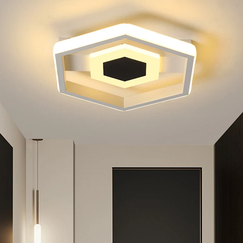 Lámpara empotrada LED modernista empotrada en el techo hexagonal de acero en blanco para guardarropa, luz blanca/cálida pa...
