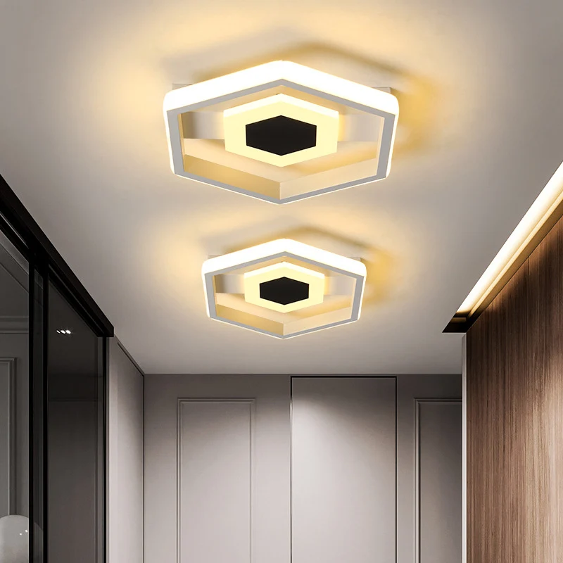 Lámpara empotrada LED modernista empotrada en el techo hexagonal de acero en blanco para guardarropa, luz blanca/cálida pa...